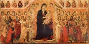 Duccio di Buoninsegna Maria and Child throning in majesty, hoofddpaneel of the Maesta, altar piece oil painting artist